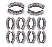 VILLCASE 10 Paires de Faux Cils Longs Dramatiques en Fibre Strass, Faciles à Appliquer, Accentuant le Regard pour Femmes Débutantes Lors de Fêtes Costumées