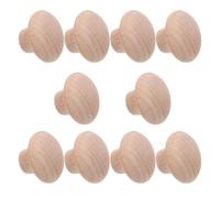 VILLCASE 10 Pièces Bouton de Tiroir en Bois Massif, Rond, Tête Champignon