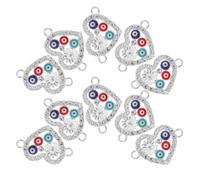VILLCASE 10 Pièces Breloques Œil Mauvais en Alliage Argenté pour Bracelets et Colliers, Pendentifs Cœur Élégants, Symbolisent Amour et Protection, pour Loisirs Créatifs DIY
