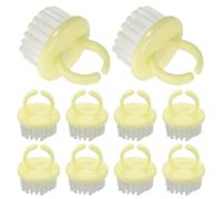 VILLCASE 10 Pièces Brosse à Ongles Poils en Pp en Polystyrène Jaune D’anneau Double Fonction Douce pour Nettoyage des Accessoires Ongles Quotidien