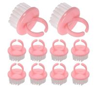VILLCASE 10 Pièces Brosse de Nettoyage pour Ongles Douce pour Peau Sensible en Polystyrène Poils en Pp, Forme Anneau Rose Facile à Manipuler pour Manucure et Pédicure