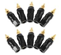 VILLCASE 10 Pièces Mini Prise Banane 4mm avec Écrou Hexagonal Connecteur de Bornier M5 50mm en Laiton Plaqué Or pour Terminaux Haut-Parleur et Amplificateur Audio Domestique