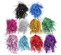 VILLCASE 10 Pièces Postiche Fête Colorée en Pet Franges Brillantes, Facile à Porter et Réutilisable, Accessoire pour Mardi Gras et Séances Photo Festives