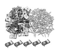 VILLCASE 100 Ensembles Lot de Pinces Clips Aluminium pour Fixation de Grillage Rigide Agrafes de Clôture Résistantes pour Poteaux ou Composite Accessoires Durables pour Montage Clôture