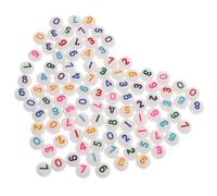 VILLCASE 100 pièces Lot de Perles Acryliques Plates Numéro pour Bracelets DIY Perles de Fabrication Bijoux Numérotées Colorées Accessoires Polyvalents pour Colliers et Créations