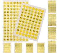 VILLCASE 10Feuilles Autocollants Ronds Numérotés Multi-fonctionnels pour Étiquetage Autocollants Adhésifs avec Chiffres Fond Jaune