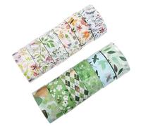 VILLCASE 12 Rouleaux de Ruban Adhésif Washi à Motifs Floraux Verts en Papier Washi Décoratif sans Résidu pour Scrapbooking et Journal Intime Créatif