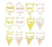 VILLCASE 12pcs Cadre Pendentif en Alliage Doré pour Fabrication de Bijoux Diy, Formes Glace, pour Collier et Boucles D'oreilles Plusieurs styles