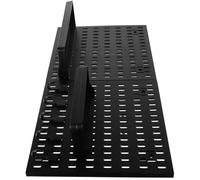VILLCASE 1ensemble Panneau Perforé Mural Plastique Noir avec Crochets Étagère sans Percer pour Organisation Murale Cuisine Bureau Support Décoratif et Gain de Place Pratique