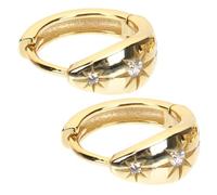 VILLCASE 1paire Boucles Oreilles Étoiles à Huit Branches Dorées avec Cristaux Légères et Confortables Accessoires Mode pour Femmes Adaptées à Toutes Tenues