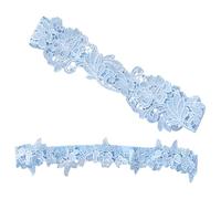 VILLCASE 1pièce Jarretière de Mariée Dentelle Bleue Confortable et Réglable pour Mariage ou Bal Adaptée Tour de Cuisse Jusqu