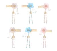VILLCASE 2 Épingles à Cheveux Peigne à Cheveux Chinois Classique et Élégant en Cristal Blanc Hanfu Faites Main Pompons pour Longues Chevelures, pour Fêtes Costumées