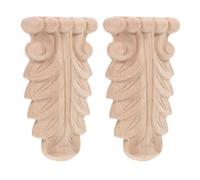 VILLCASE 2 Pièces Applique en Bois Sculpté Non Peint pour Décoration de Meubles, Détails Complexes et Support Colonne Romaine, pour Décorer Armoires et Têtes de Lit