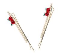 VILLCASE 2 Pièces Barrette à Cheveux Élégante en Alliage Forme Cerise Finition Polie, Épingles Latérales Sécurisées pour Tenue Quotidienne ou Événements Spéciaux
