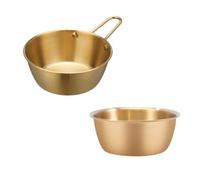 VILLCASE 2 Pièces Bol à Goûter Bol Traditionnel Coréen Anse, Petit, 304 Acier Inoxydable, Or, pour Soupe, Assaisonnement et Riz au Vin