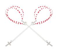 VILLCASE 2 Pièces Bracelet Croix Sanglot en Acier Inoxydable Rouge | Double Couche, Pendentif Croix Inclus, Style Punk, Finition Résistante, pour Amis et Couples