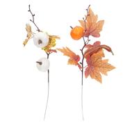 VILLCASE 2 Pièces Branche Décorative de Citrouille Artificielle Feuilles D'érable en Plastique pour Décoration Automne Rustique Maison et Centre de Table