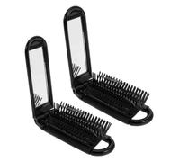 VILLCASE 2 Pièces Brosse Compacte Pliable avec Miroir Intégrée, Poils Antistatiques en Abs et Verre, Outil de Coiffure Portable pour Paquet à Main, pour Voyage et Retouches