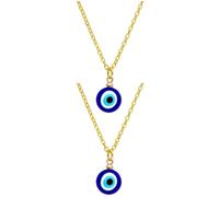 VILLCASE 2 Pièces Collier Yeux Bleus Pendentif Plaqué Or 18k Femmes | Émail Coloré, Style Chic Europe Amérique, Porté au Cou, pour Dîner Festif et Bureau