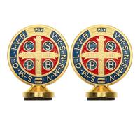 VILLCASE 2 pièces Décoration Croix de Saint Benoît Alliage Coloré Ornement Religieux Unique pour Bureau et Maison Décoration Noël et Scène Nativité Lot