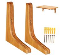 VILLCASE 2 pièces Équerres Bambou Naturel Support Étagère Murale Charge Lourde pour Rangement et Étagère Flottante Bois