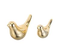 VILLCASE 2 Pièces Figurines Oiseaux Céramique Dorée Set de Ornements Décoratifs Légers et Durables Sculptures Animales Élégantes pour Maison Bureau Salon Décoration de Table et Cadeaux