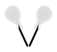 VILLCASE 2 Pièces Houppette à Poudre Visage Ultra Douce en Peluche Blanche Forme Sucette avec Manche Long Design Baguette de Fée pour Maquillage Polyvalent et Lisse