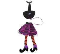 VILLCASE 2 pièces Housse Bouteille Vin Halloween Sorcière avec Longues Jambes Décoration Fête Réutilisable Compatible Bouteilles Standard Accessoire Table et Maison