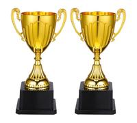 VILLCASE 2 Pièces Mini Trophée Récompense Élégante avec Base Carrée Stable en Plastique Or pour Réussites Académiques et Événements de Reconnaissance Polyvalents