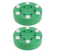 VILLCASE 2 Pièces Palet de Hockey sur roulettes Vert Léger en PP Structure Six Billes, Taille Officielle, pour Entraînement et Séances de Hockey en Extérieur ou Garage