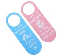 VILLCASE 2 Pièces Panneau de Porte Bébé Qui Dort Tranquille en Pu Double Face Bleu et Rose, Décoration Chambre Garçon et Filles Sécurisée et Rappel Doux pour Visiteurs