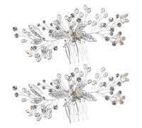 VILLCASE 2 Pièces Peigne à Cheveux Mariée Élégant en Alliage de Zinc et Cristaux Argentés, Accessoire de Coiffure Fait Main pour Soirée et Événements, Maintien Sécurisé et Style Polyvalent