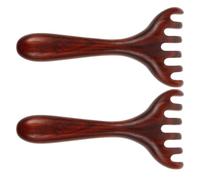 VILLCASE 2 Pièces Peigne de Massage en Bois à Long Manche avec Six Griffes pour Cuir Chevelu et Pieds, Outil Manuel Portatif pour Spa et Usage à Domicile, Stimulation Énergétique