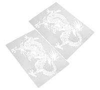 VILLCASE 2 Pièces Pochoirs pour Peinture Dragon Réutilisables en Pp Blanc, Modèle Créatif et Décoratif, Multi-usages pour Bricolage DIY Garçon et Filles