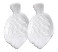 VILLCASE 2 Pièces Râpe à Ail Manuelle en Céramique Blanche Forme Poisson Poignée Antidérapante, Accessoire Pratique pour Légumes et Ail, Outil Cuisine Sûr