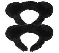 VILLCASE 2 Pièces Serrage-tête Oreilles D'ours en Peluche Noir pour Adultes, Bandeau Mignon sans Pression, Facile à Nettoyer, pour Carnaval et Anniversaire
