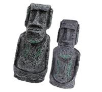 VILLCASE 2 pièces Statue Île Décorative Résine pour Aquarium Sculpture Art Abstrait Style Romain Ornement Tropical pour Poisson et Bureau