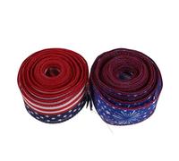 VILLCASE 2 Rouleaux Rubans en Tissu pour Emballage Présent, Décoration de Fête 4 Juillet, Facile à Utiliser, Ne Se Décolore Pas, Thème Patriotique Étoiles Américaines