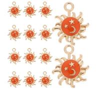 VILLCASE 20 Breloques Soleil Souriantes en Alliage de Zinc Orange Pendentifs Porte-Clés et Bijoux DIY Petits Charms Fantaisie pour Créations Artisanales Accessoires Légers et Compacts