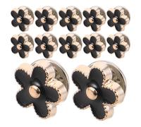 VILLCASE 20 Pièces Bouton-pression Noir en Alliage Forme Fleur 5 Pétales pour Manteaux et Châles, Fixation Rapide et Simple, pour Tout Type de Vêtements Féminins Élégants