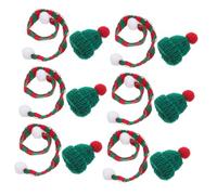VILLCASE 20 Pièces Mini Knit Hat and Scarf Set Mini Christmas Knit Hats for Crafts Tiny Santa Caps with and Scarves Small Ornaments for DIY Doll