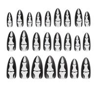 VILLCASE 24 Pièces Faux Ongles Gothiques en Résine à Coller, Couverture Intégrale, Faciles à Appliquer pour Manucure DIY Halloween, pour Femmes et Filles Fashion