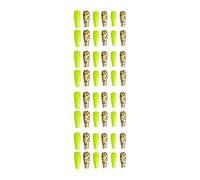 VILLCASE 24Pcs Faux Ongles Longs Fluorescents Jaune Léopard Autocollants pour Ongles à Couverture Complète Conseils pour Nail Art Adaptés Fêtes et Événements Matière Plastique Solide