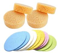 VILLCASE 25 Éponges Nettoyantes Visage en Cellulose Naturelle Rondes Douces et Exfoliantes Adaptées aux Peaux Sensibles Nettoyage en Profondeur Soin Quotidien Couleur Couleur Aléatoire