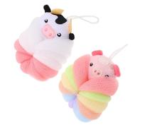 VILLCASE 2pcs Éponges en Filet pour Garçon et Filles D'animaux Mignons, Loofah Pe, Doux et Confortable Mousse Riche, Bain des Tout-petits