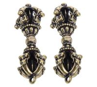 VILLCASE 2pièces Pendentif De Méditation Tibétain Laiton Om Et Nœud Tibétain Pendentif Roue Du Dharma Tibétaine Pour Porte-clés Et Collier