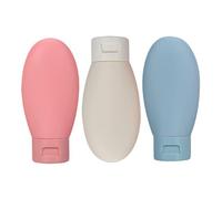 VILLCASE 3 Pièces Bouteilles de Voyage Rechargeables en Silicone pour Shampoing et Produits de Toilette, Étanches et Portables, 60 Ml, pour Voyages et Déplacements
