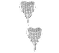 VILLCASE 3 Pièces Broche Décorative Épingles Décoration Broche Strass Perles Branché Coudre Mariage Grandes Boucles D'oreilles Pour Femmes Salle Broche De Luxe Trousse Bijoux Silver Alliage
