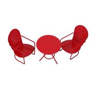 VILLCASE 3 Pièces Ensemble Mini Table et Chaise Rouge en Fer pour Décoration de Jardin Féerique, Léger et Flexible, pour Salle à Manger ou Étagère