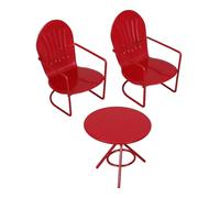 VILLCASE 3 Pièces Mini Dollhouse Bistro Table and Tiny Vintage Chairs Set Metal Micro Dining Furniture for Fairy Garden and Micro Scene Landscape Decorations